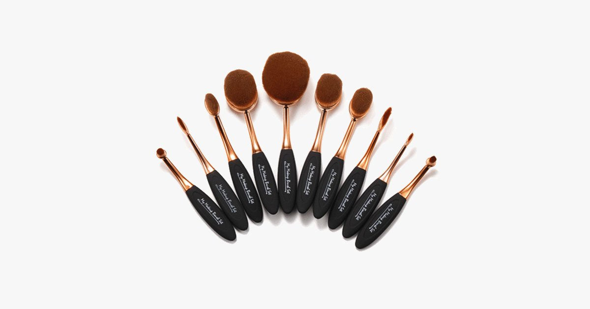 Skorter | Black and Gold Oval Brush Set