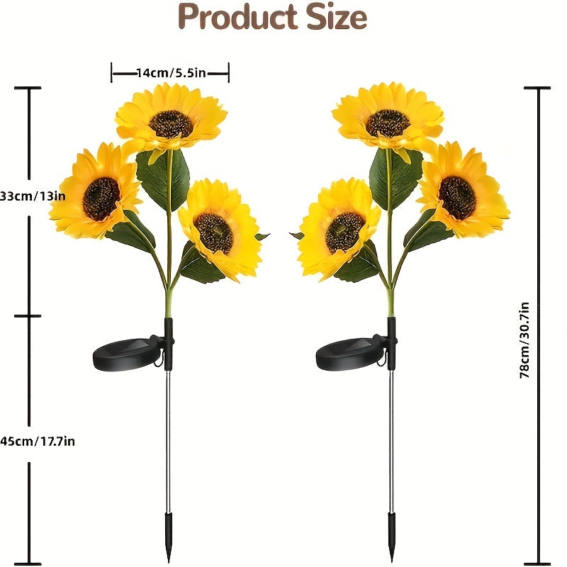 Skorter | SolarBloom - Sunflower LED Garden Lighting with 3 Heads, Waterproof
