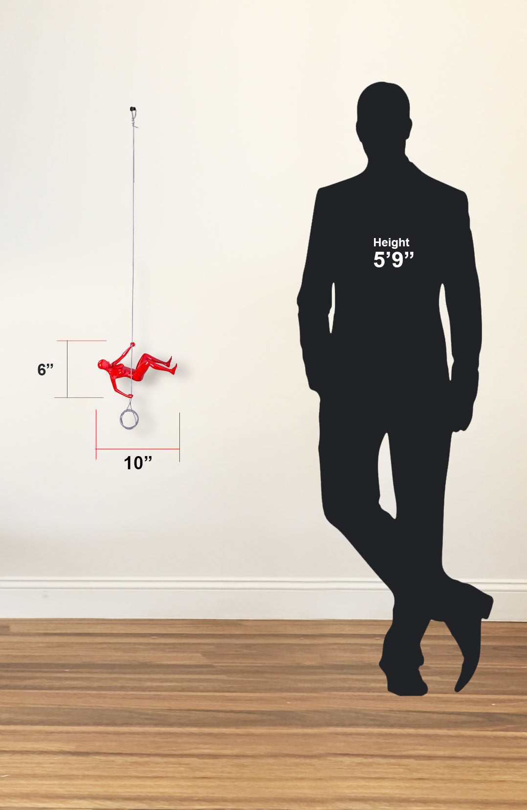 Skorter | Climbing Woman 8" Wall Sculpture // Glossy Red