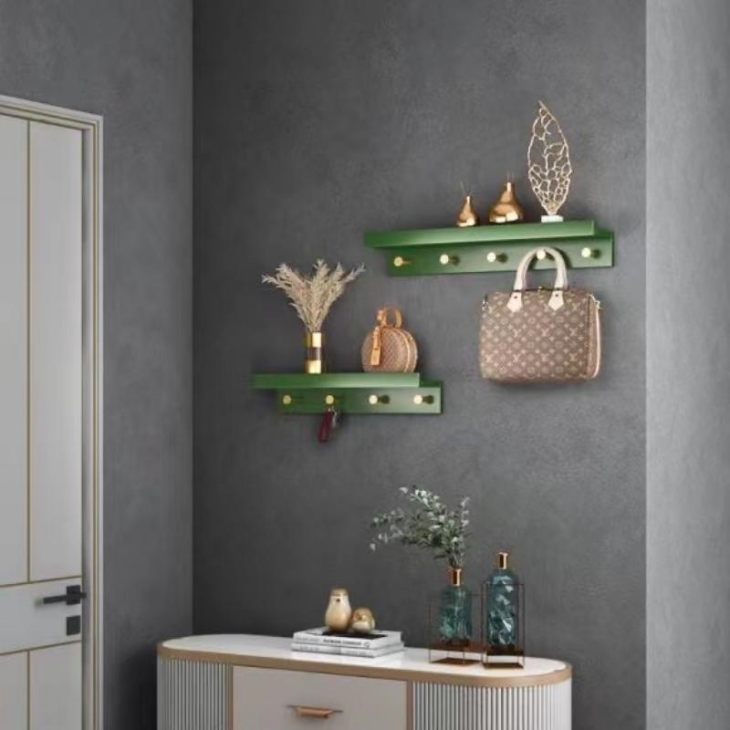 Skorter | Huxley Wall Shelf with Gold Hooks