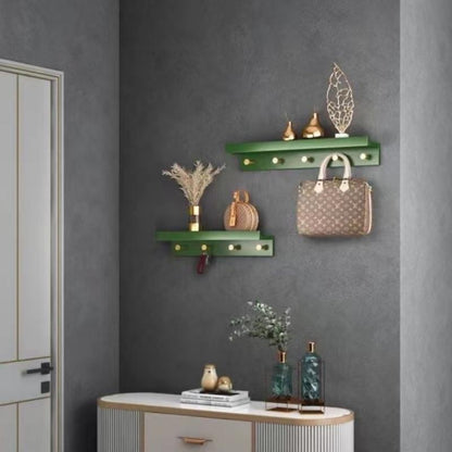 Skorter | Huxley Wall Shelf with Gold Hooks