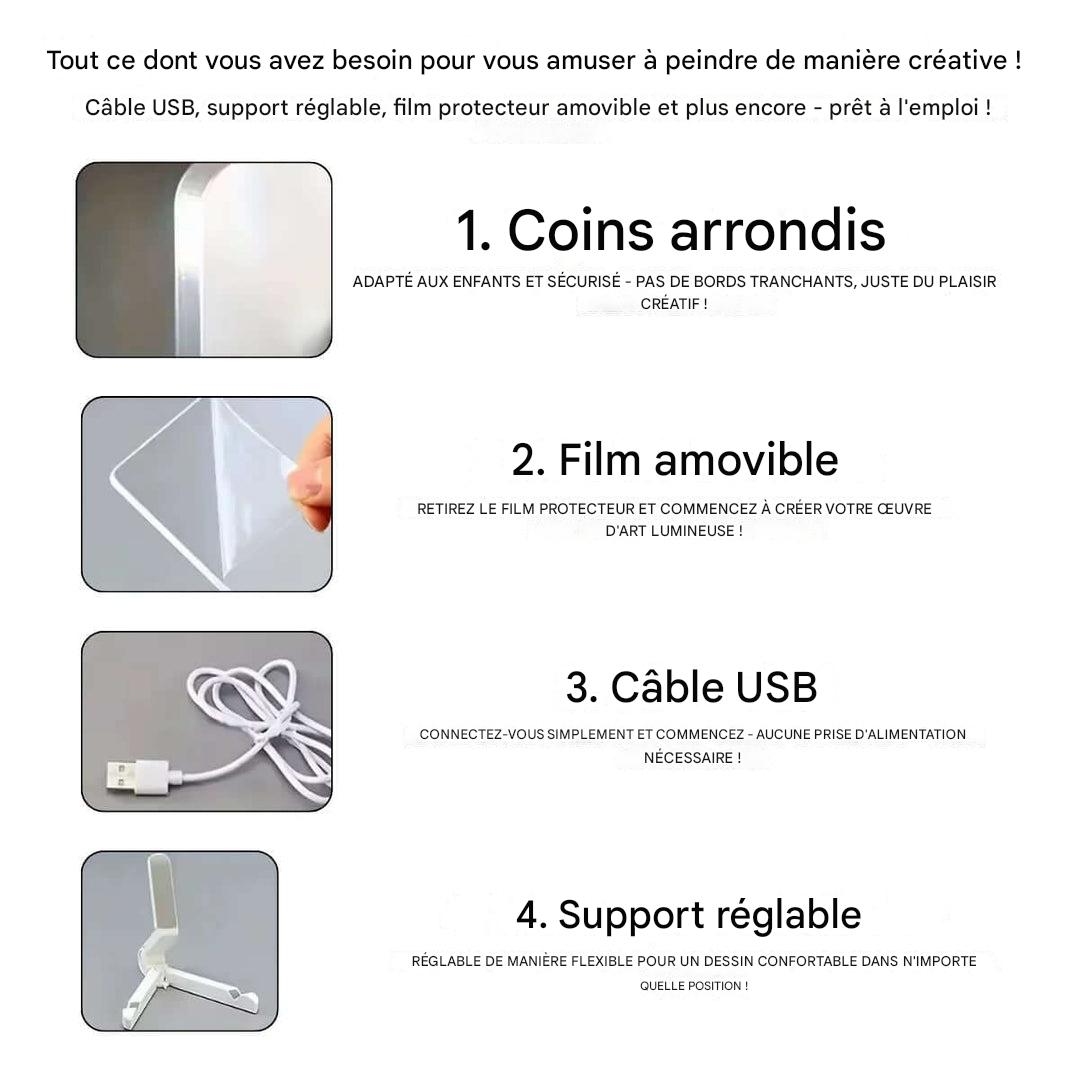 Skorter | Kiddli LED-ritbräda – Återanvändbar skrivbräda med ljuspenna