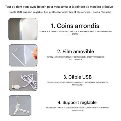 Skorter | Kiddli LED-ritbräda – Återanvändbar skrivbräda med ljuspenna