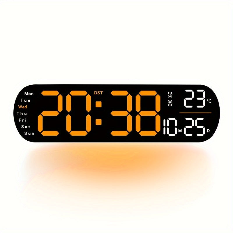 Skorter | LumoView - Slim LED Wall Clock with Temperature and Calendar
