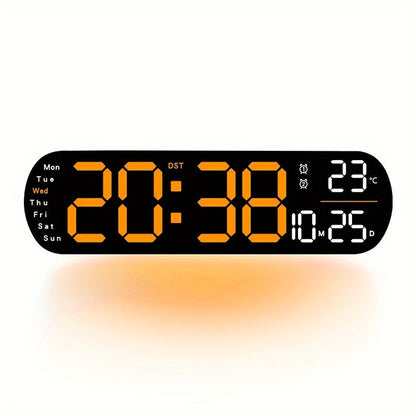 Skorter | LumoView - Slim LED Wall Clock with Temperature and Calendar