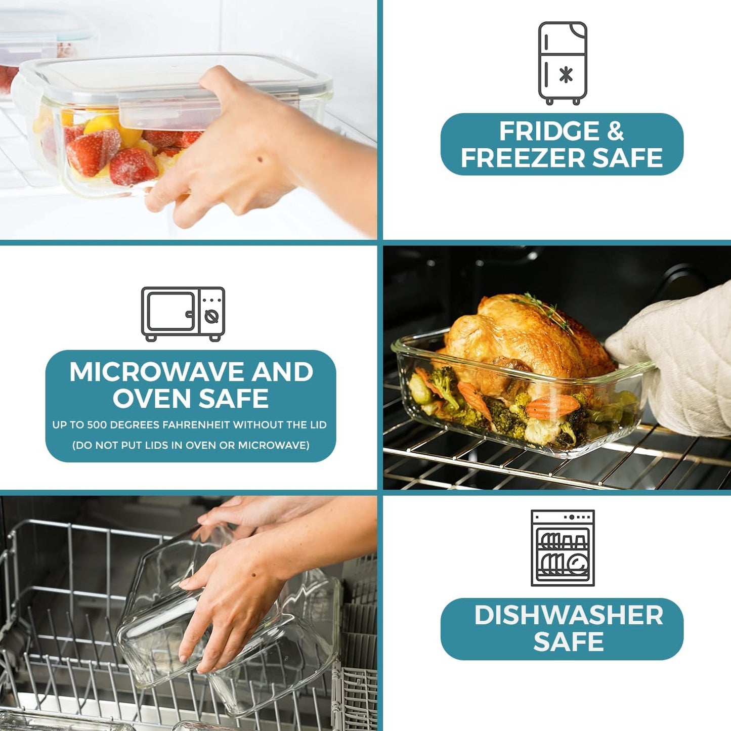 Skorter | 8-piece set of glass food storage containers with lids