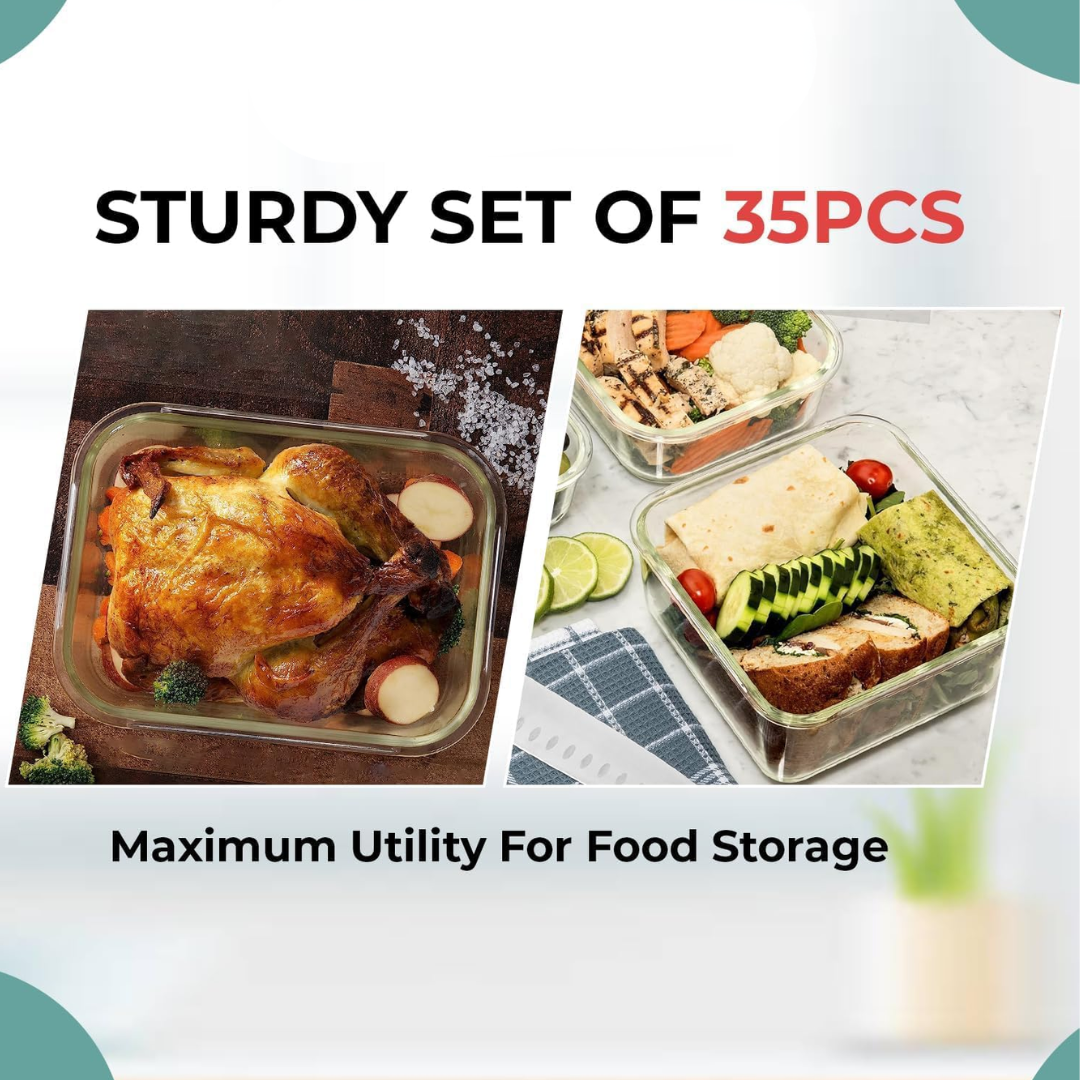 Skorter | 8-piece set of glass food storage containers with lids