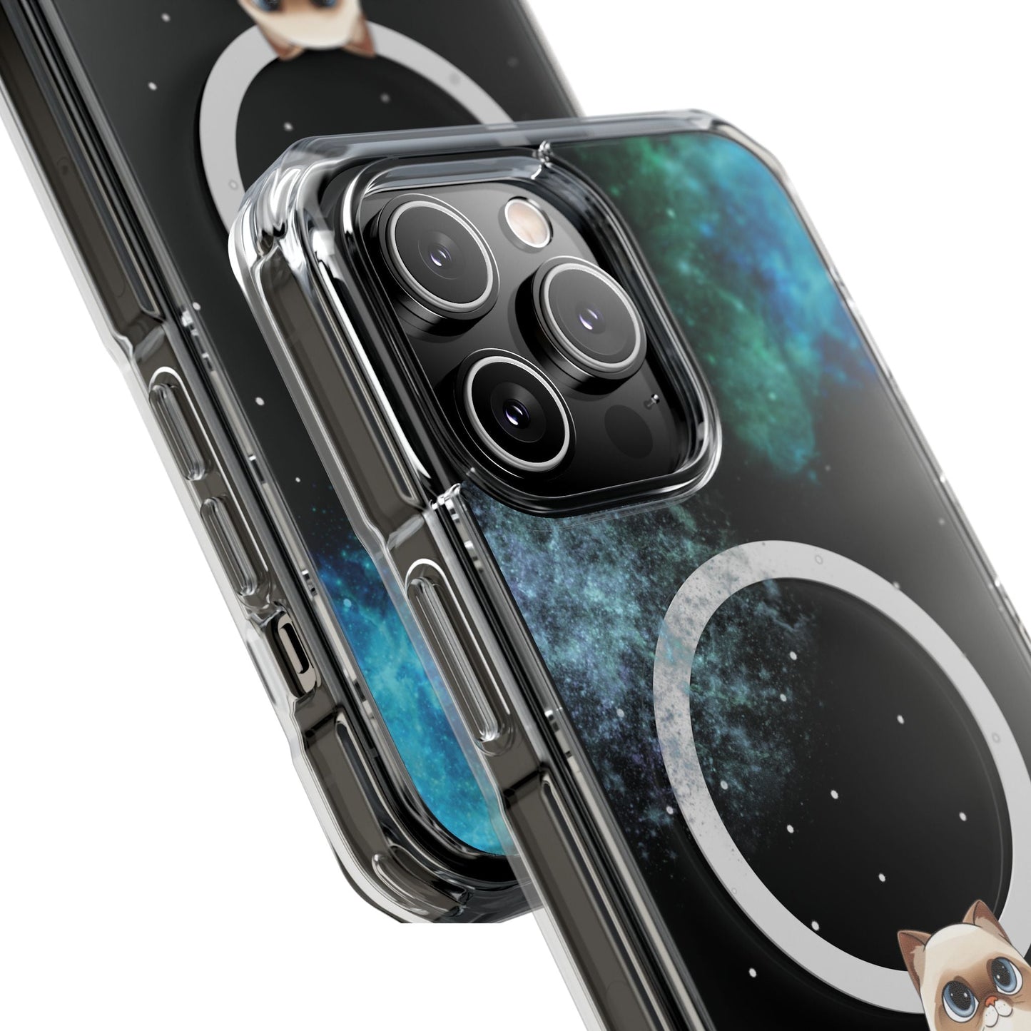 Skorter | Fluff's - Nebula the Siamese in Space Magnetic Clear Case for iPhone Series