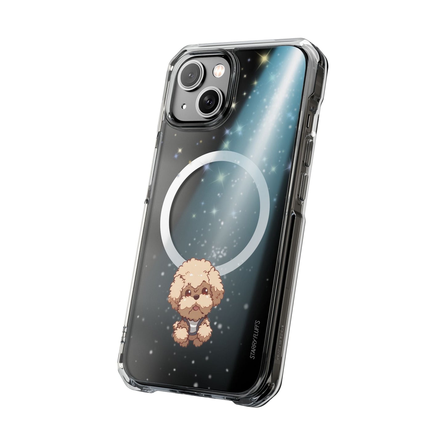 Skorter | Fluff's - Pookie the Poodle Beaming in Space Magnetic Clear Case for iPhone Series