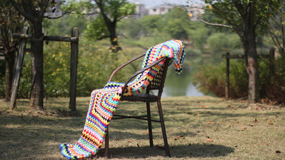 Skorter | Color Striped Handmade Crocheted Rug Woven Cotton Thread Retro Pastoral Style Mat