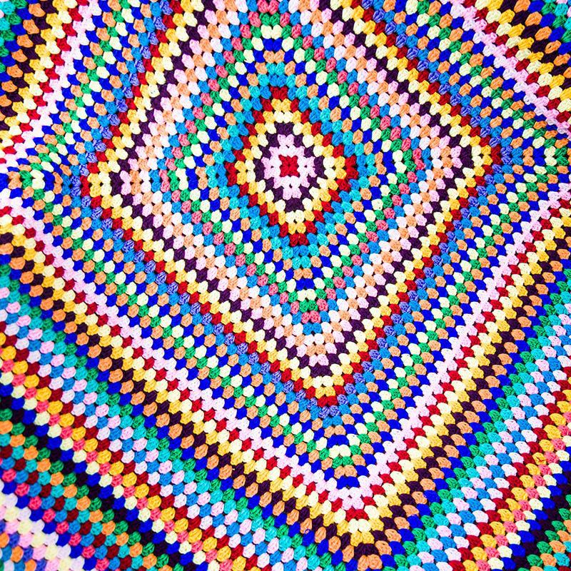 Skorter | Color Striped Handmade Crocheted Rug Woven Cotton Thread Retro Pastoral Style Mat