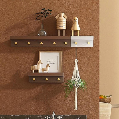 Skorter | Huxley Wall Shelf with Gold Hooks