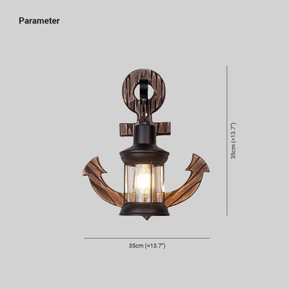 Skorter | Austin Vintage LED Wall Lamp - Anchor, Dining/Living Room, Metal/Wood