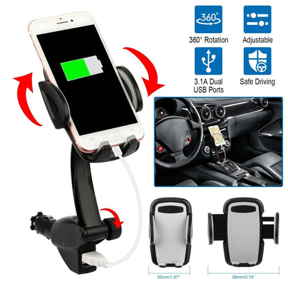 Skorter | 360° Dual USB Smartphone Mount Car Charger