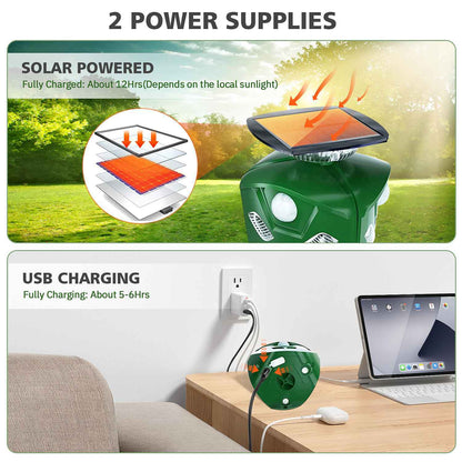Skorter | 360° Electric Solar Powered Ultrasonic Repeller with Motion Sensor LED Flashlight