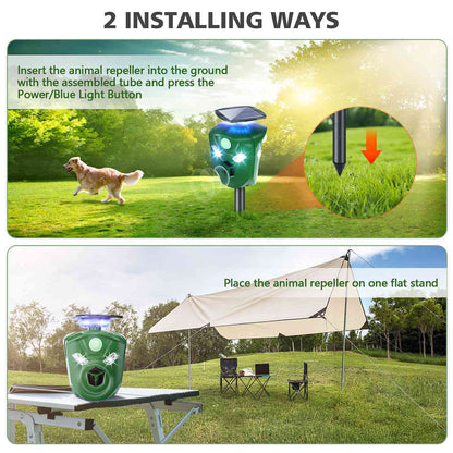 Skorter | 360° Electric Solar Powered Ultrasonic Repeller with Motion Sensor LED Flashlight