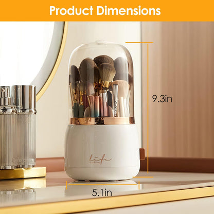 Skorter | 360° Rotating Makeup Brush Holder with Lid Makeup Organizer