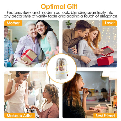 Skorter | 360° Rotating Makeup Brush Holder with Lid Makeup Organizer