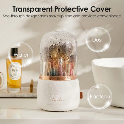 Skorter | 360° Rotating Makeup Brush Holder with Lid Makeup Organizer