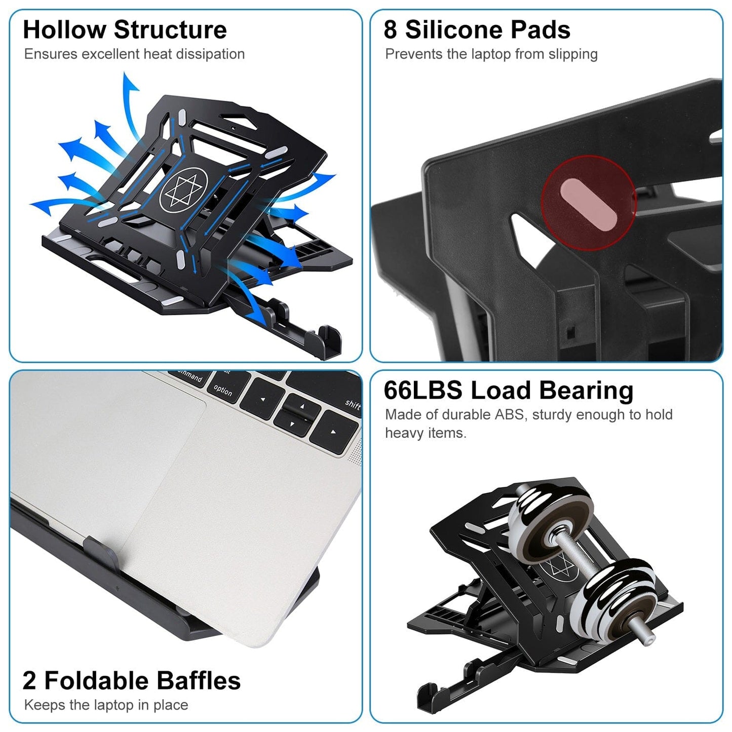Skorter | 360º Rotation Laptop Height Adjustable Stand with Phone Stand 8 Level Adjustable Height