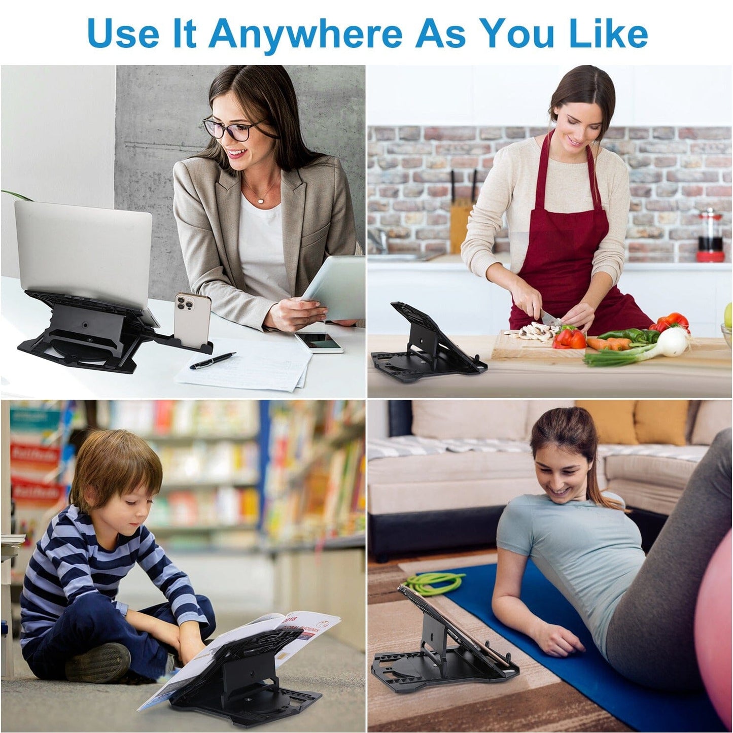 Skorter | 360º Rotation Laptop Height Adjustable Stand with Phone Stand 8 Level Adjustable Height