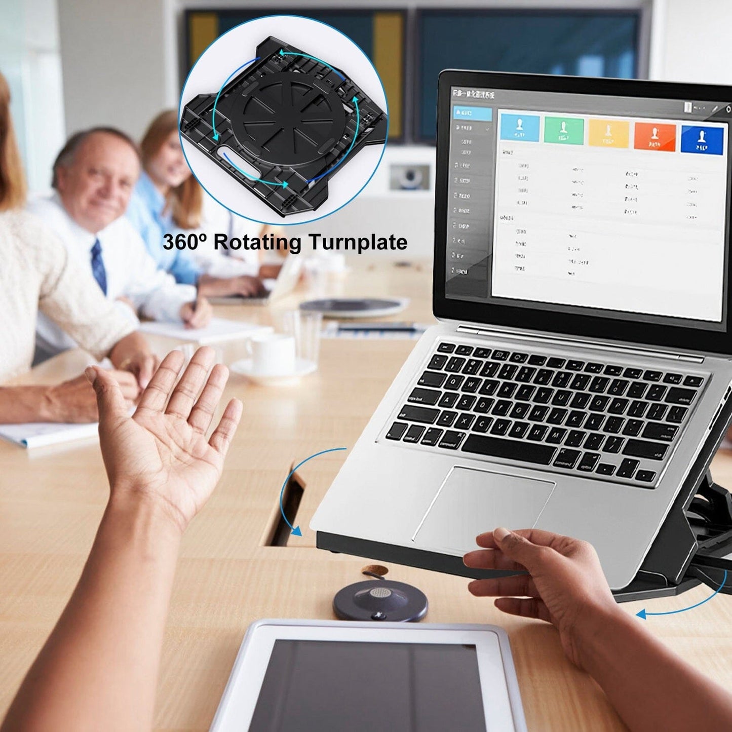 Skorter | 360º Rotation Laptop Height Adjustable Stand with Phone Stand 8 Level Adjustable Height