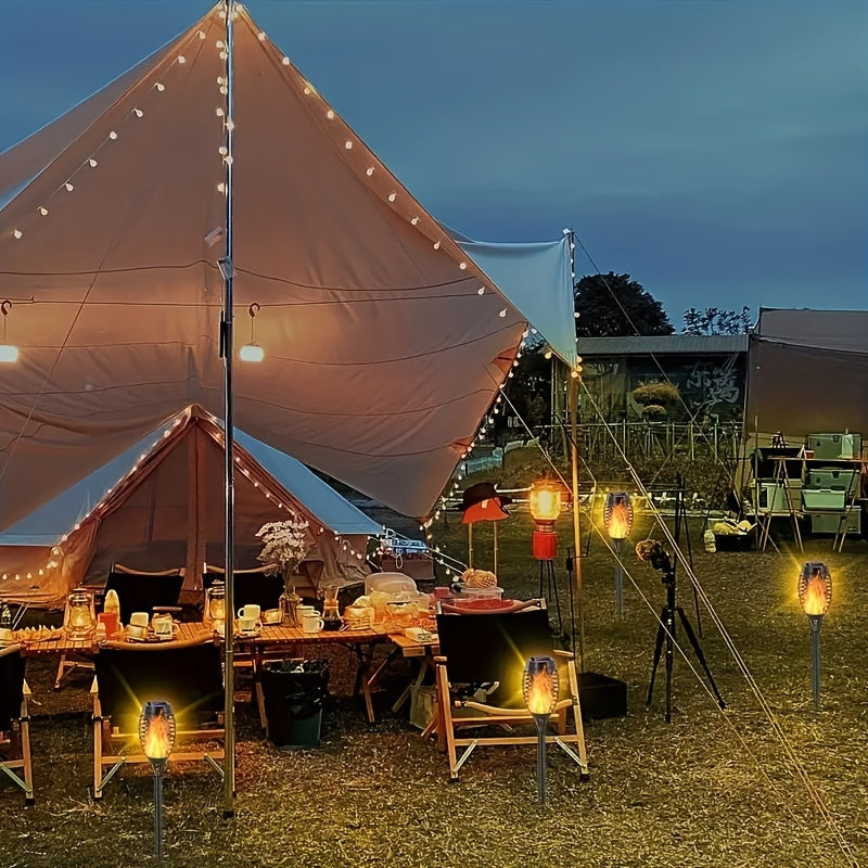 Skorter | SolarFlame - 6-Pack Solar Torch Lights with Flaming Laser Effect, Portable Grass Lights