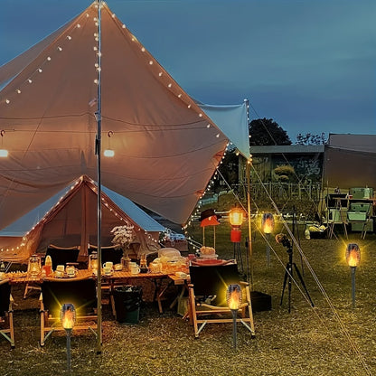 Skorter | SolarFlame - 6-Pack Solar Torch Lights with Flaming Laser Effect, Portable Grass Lights