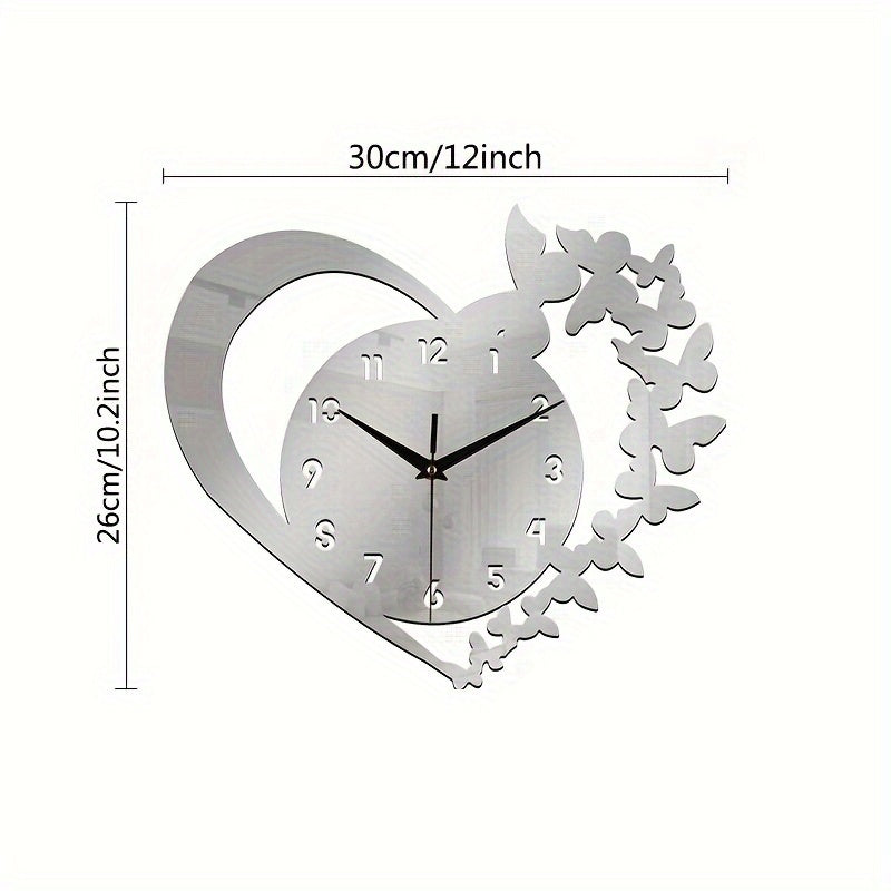 Skorter | Silent Heart-Shaped Acrylic Wall Clock - Frameless Love Design for Living Room, Bedroom & Office