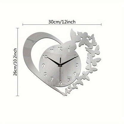 Skorter | Silent Heart-Shaped Acrylic Wall Clock - Frameless Love Design for Living Room, Bedroom & Office