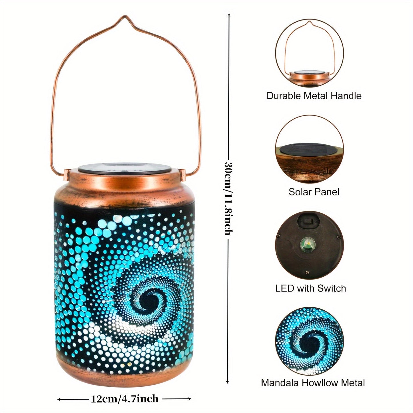 Skorter | SolarLantern - Hanging Solar Lamps for Outdoors, Hollow Metal LED Lamps