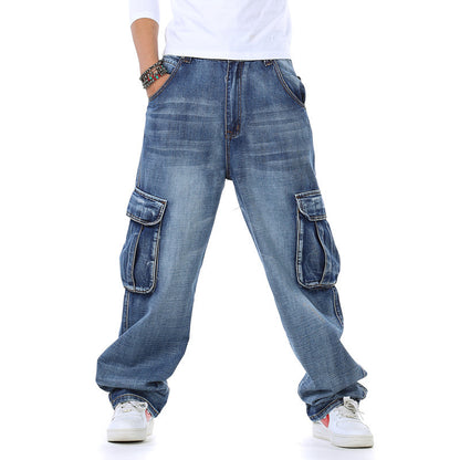 Men's Oversized Cargo Jeans Skorter