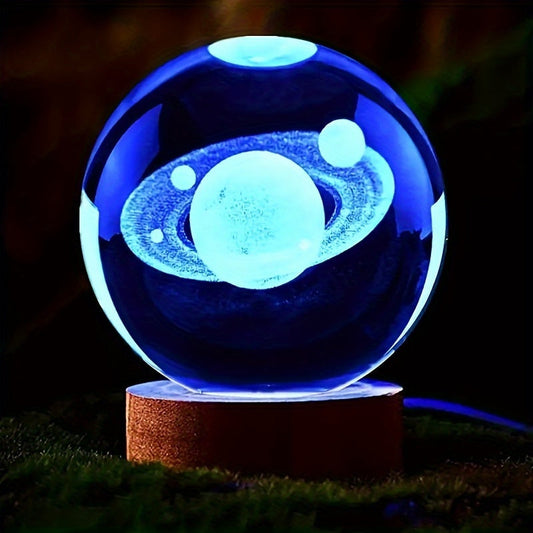 Skorter | LumiSphere - 3D Crystals Ball LED Night Lamp with Wooden Base