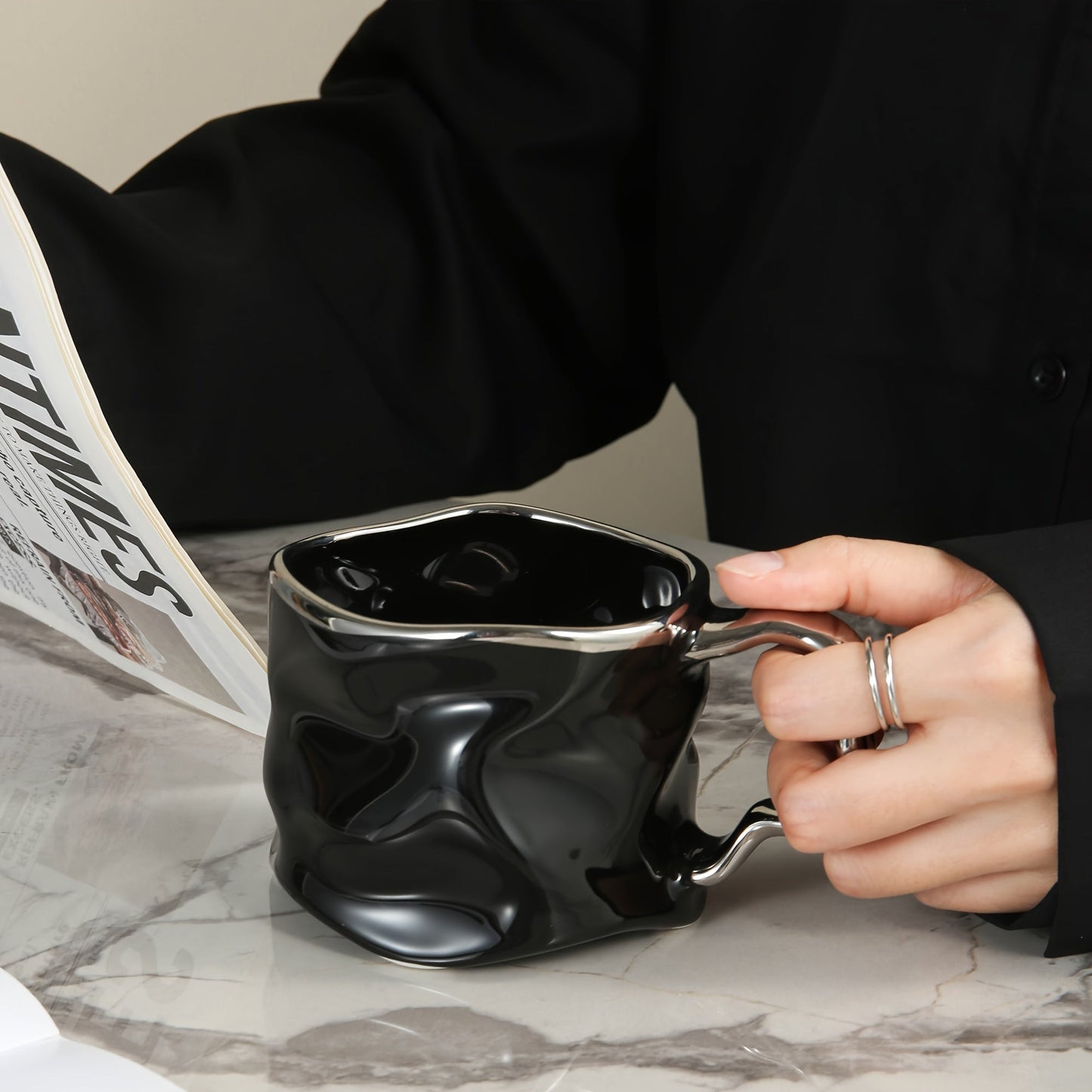 Skorter | CreArt Mug – Handmade Ceramic Coffee Mug with Unique Crinkled Design