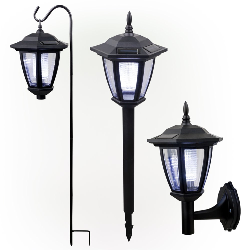 Skorter | Solar Black 3-function LED lamp - Stake, wall lamp or hanging, 30 inches high