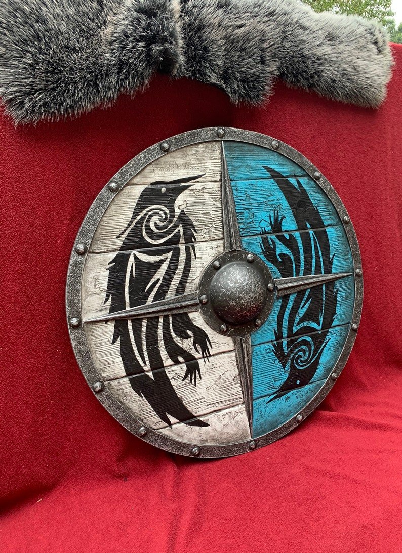 Skorter | Eivor Valhalla Raven Battle Damaged Viking Wooden Shield 30CM