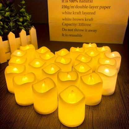Skorter | 24/50/100 Pack flameless LED candles – battery-operated flickering tealights, smokeless and romantic for weddings and engagements