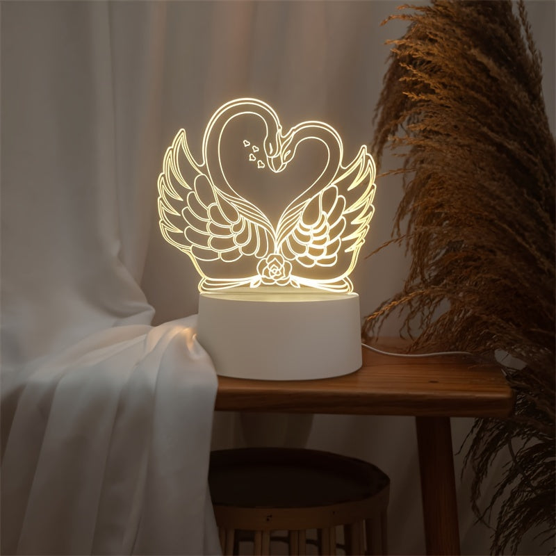 Skorter | Swan Light - USB Powered 3D LED Table Lamp with Acrylic Frame