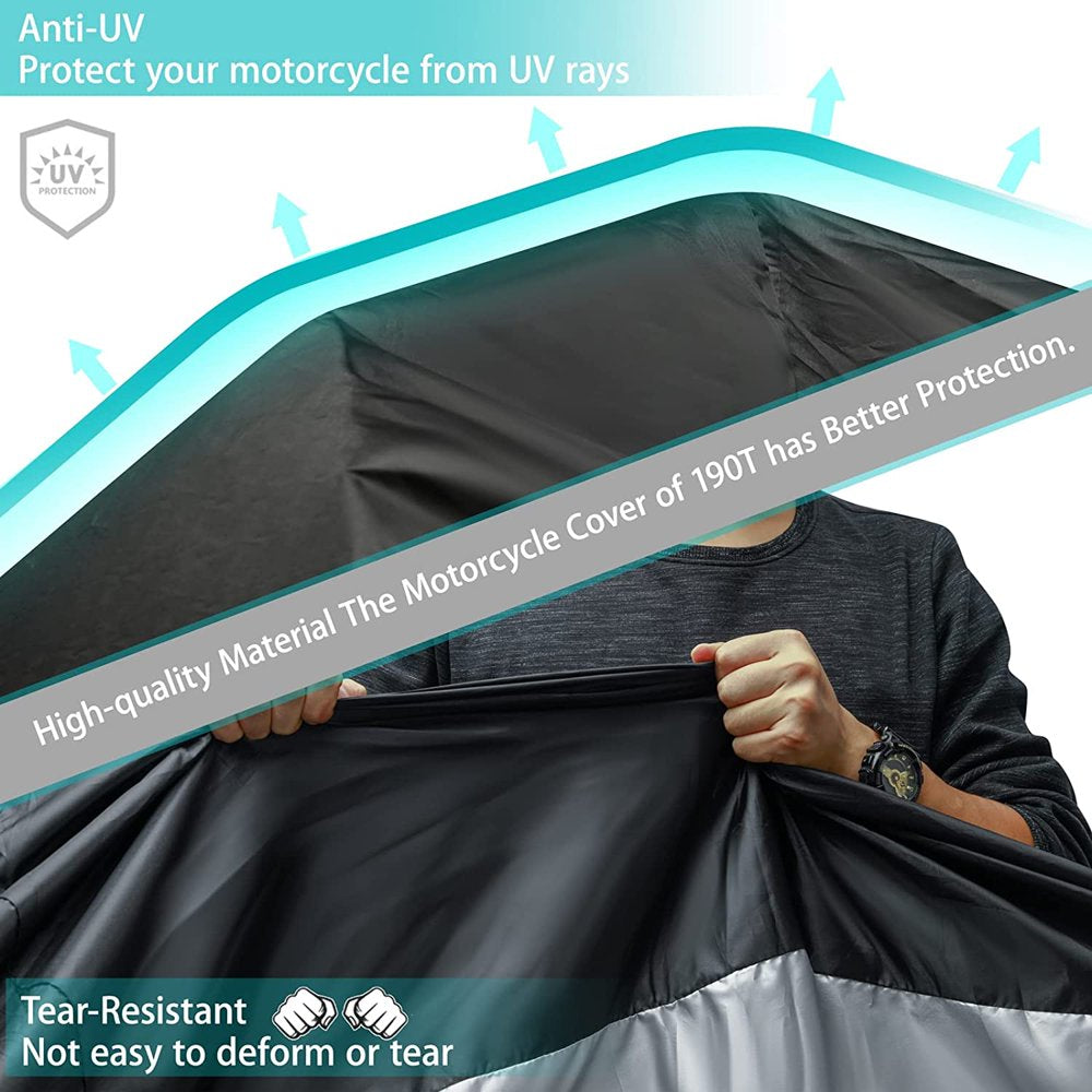 Skørter | XXL Motorcycle Cover Outdoor Waterproof, All-Year Motorcycle Sun Dust Cover - Black and Silver