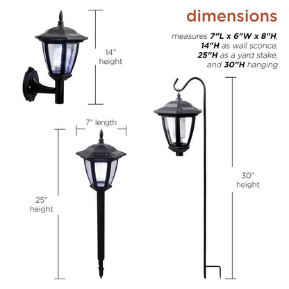 Skorter | Solar Black 3-function LED lamp - Stake, wall lamp or hanging, 30 inches high