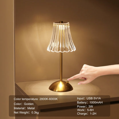 Skorter | Crystaluxe - LED Crystal Table Lamp with Touch Control, Three-colored Light