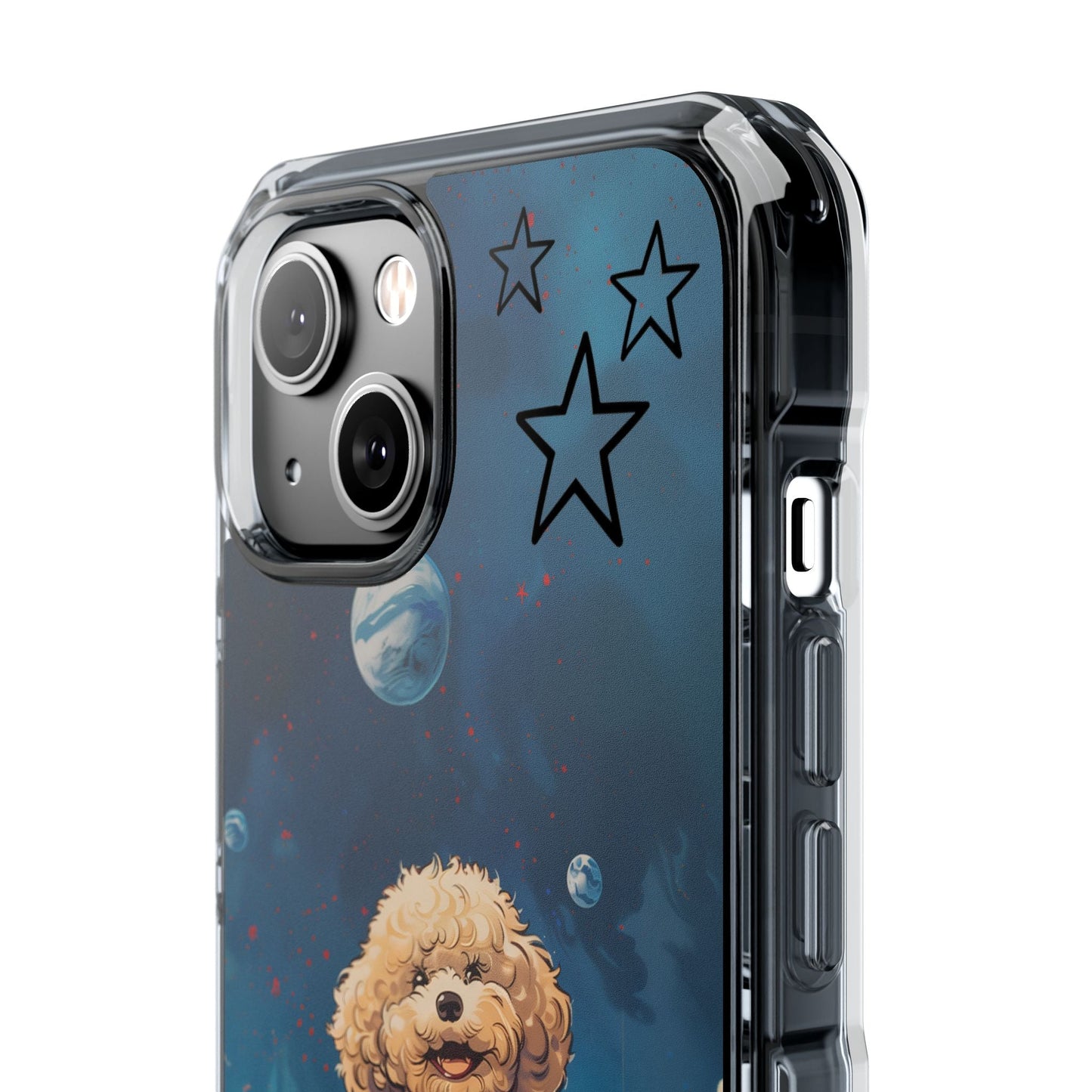 Skorter | Fluff's - Pookie Poodle Floating in Space Magnetic Clear Case for iPhone Series