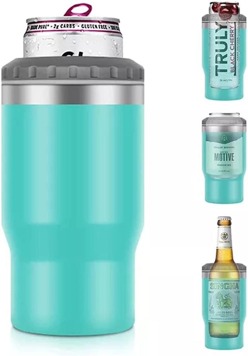 Skorter | 4 in 1 stainless steel can/bottle insulator, 14Oz two-way lid SUS insulated can cooler, beer bottle holder (Black)