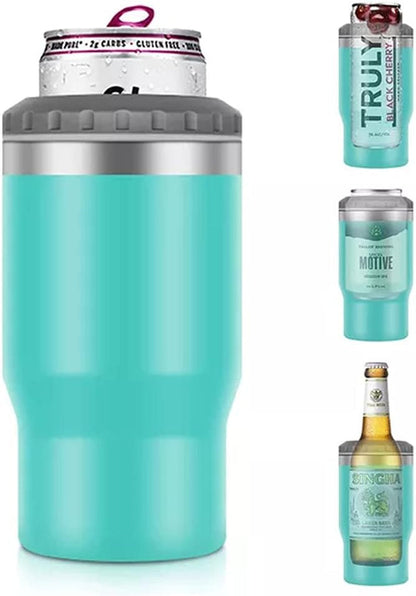 Skorter | 4 in 1 stainless steel can/bottle insulator, 14Oz two-way lid SUS insulated can cooler, beer bottle holder (Black)