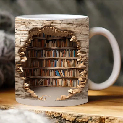 Skorter | BookShelf Mug – 3D Ceramic Coffee Mug for Book Lovers