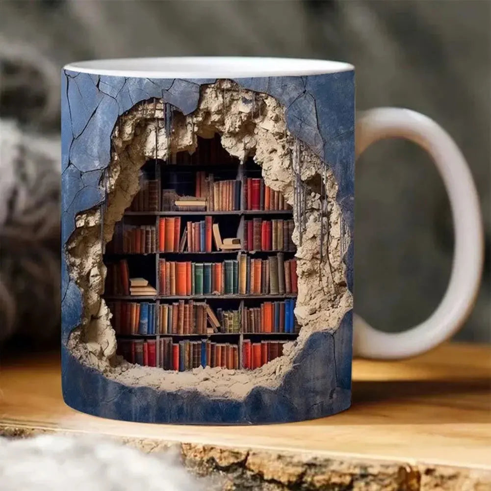 Skorter | BookShelf Mug – 3D Ceramic Coffee Mug for Book Lovers