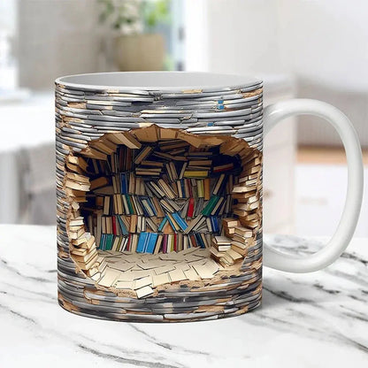 Skorter | BookShelf Mug – 3D Ceramic Coffee Mug for Book Lovers