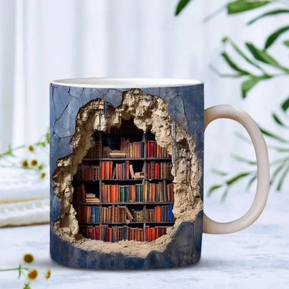 Skorter | BookShelf Mug – 3D Ceramic Coffee Mug for Book Lovers