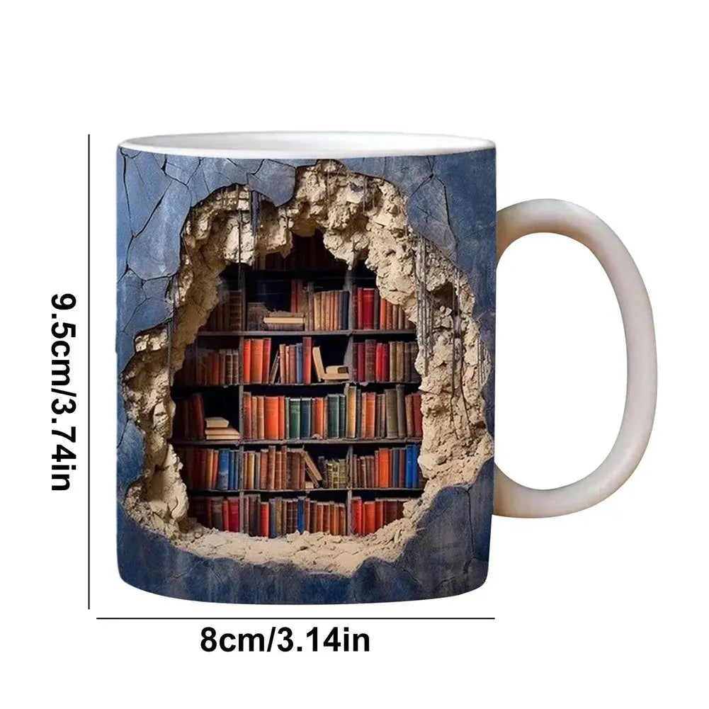 Skorter | BookShelf Mug – 3D Ceramic Coffee Mug for Book Lovers