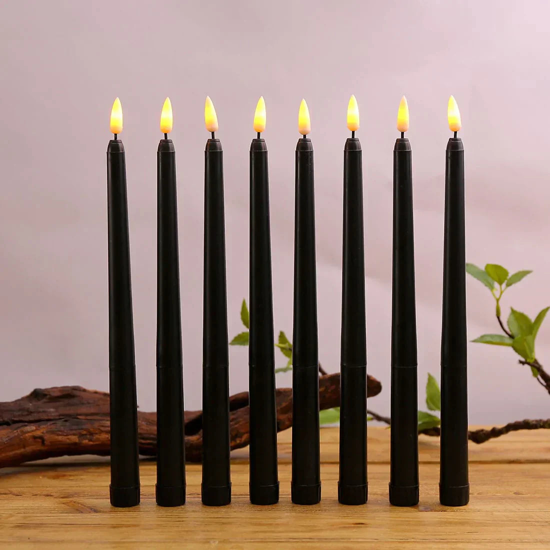 Skorter | 3 pieces black LED candles with flickering flame
